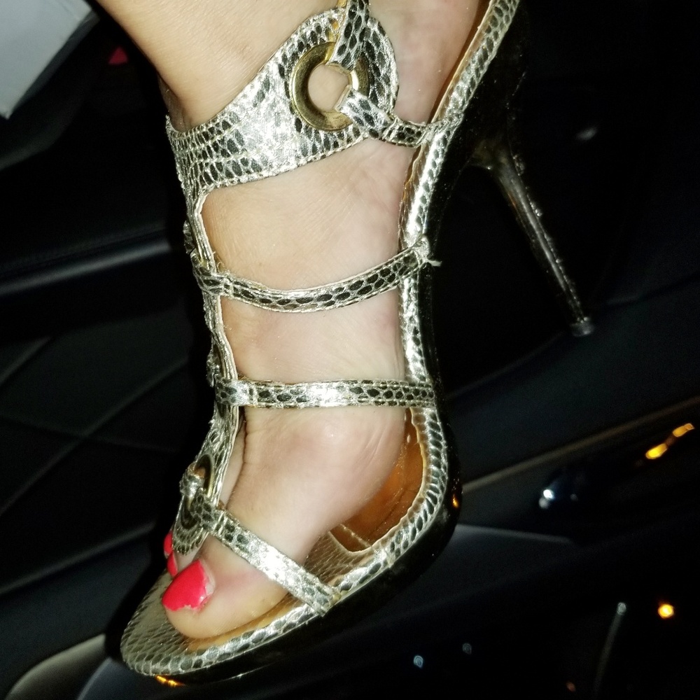 Gold stiletto sandals